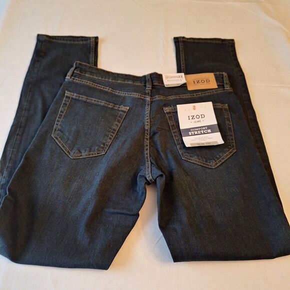 Izod Dark Wash Blue Denim Sport Flex Comfort Stretch Slim Fit Jeans Size 30x32 - Picture 9 of 11